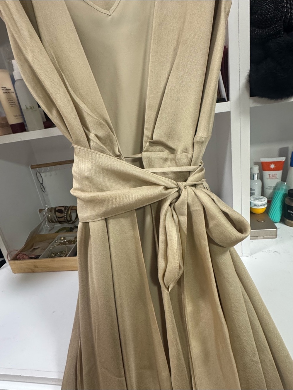 Polo Ralph Lauren Champagne Beige silk Layered Dress – Size 6 - Picture 3 of 10